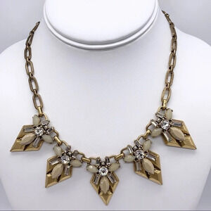 J. Crew Gold Taupe Jeweled Necklace